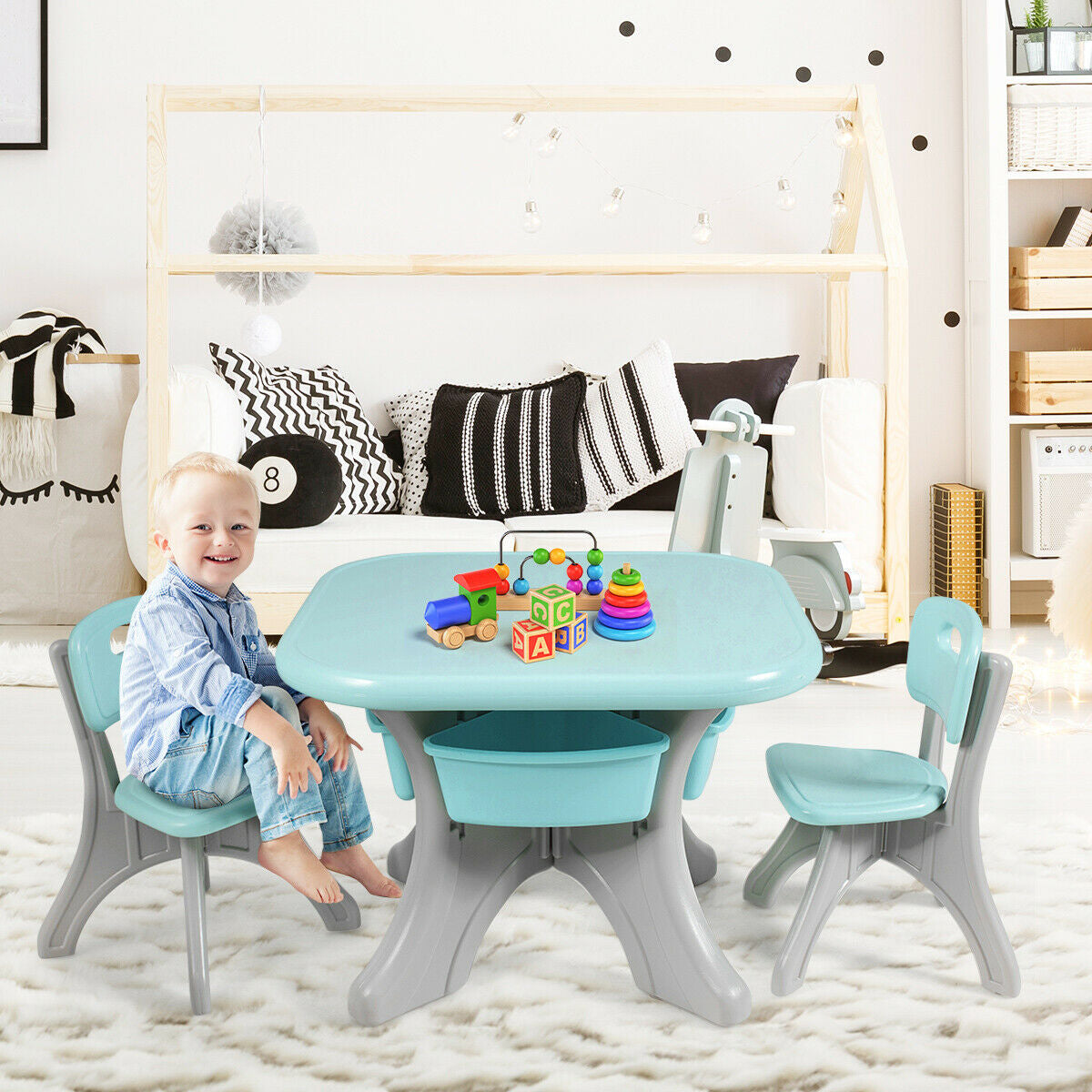 In/Outdoor 3-Piece Plastic Children Play Table & Chair Set