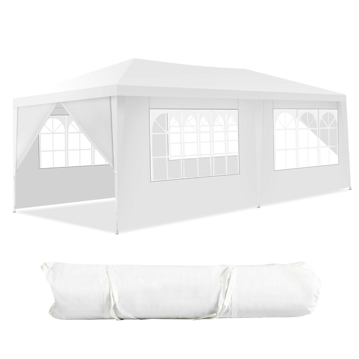 10 x 20 Feet 6 Sidewalls Canopy Tent with Carry Bag-White by DirectDeals