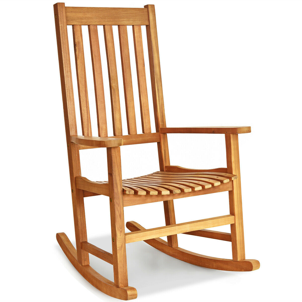Indoor Outdoor Wooden High Back Rocking Chair-Black