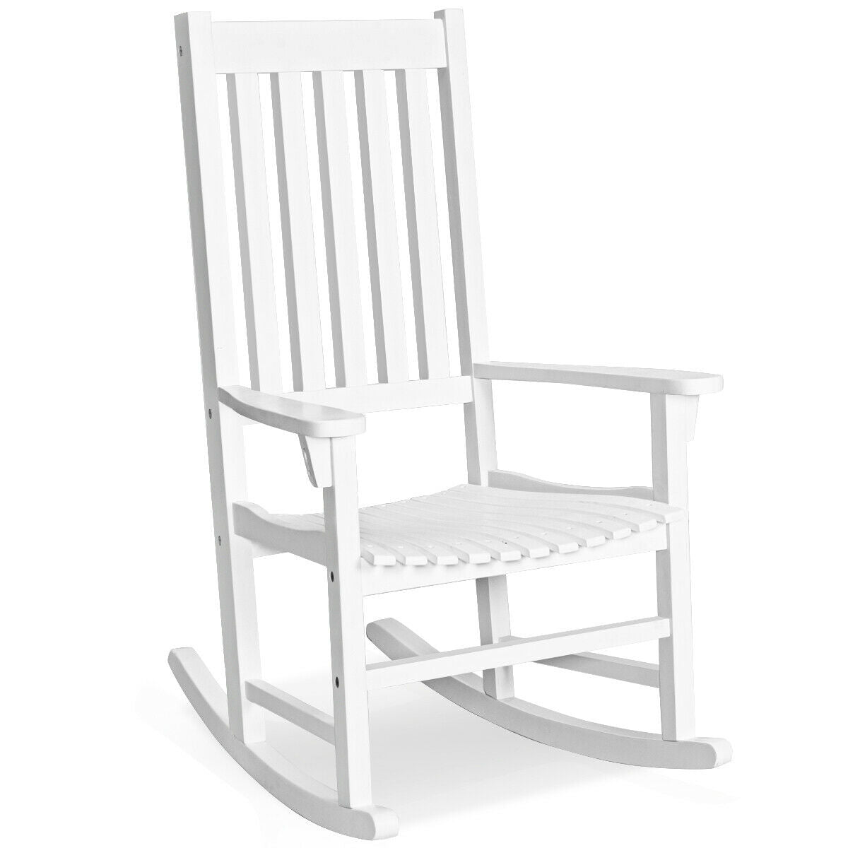 Indoor Outdoor Wooden High Back Rocking Chair-Black