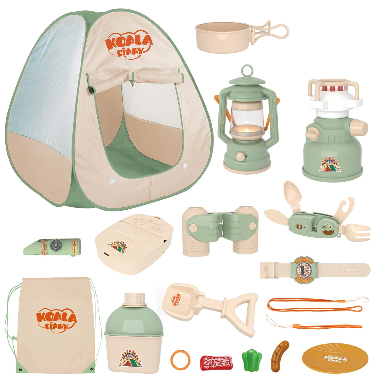 JoyBox Kids Camping Set with Pop Up Tent and 20 Accessories for Pretend Play Adventures by Contixo