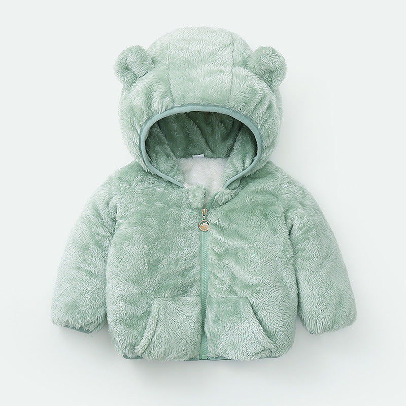 Modern Winter Fleece Children's Sweater Boys and Girls Hoodie Jacket Warm Baby Coat With Bear Ears