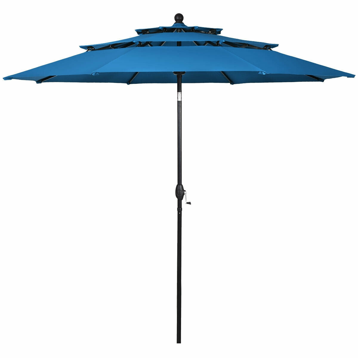 10' 3 Tier Patio Umbrella Aluminum Sunshade Shelter Double Vented without Base-Blue by DirectDeals