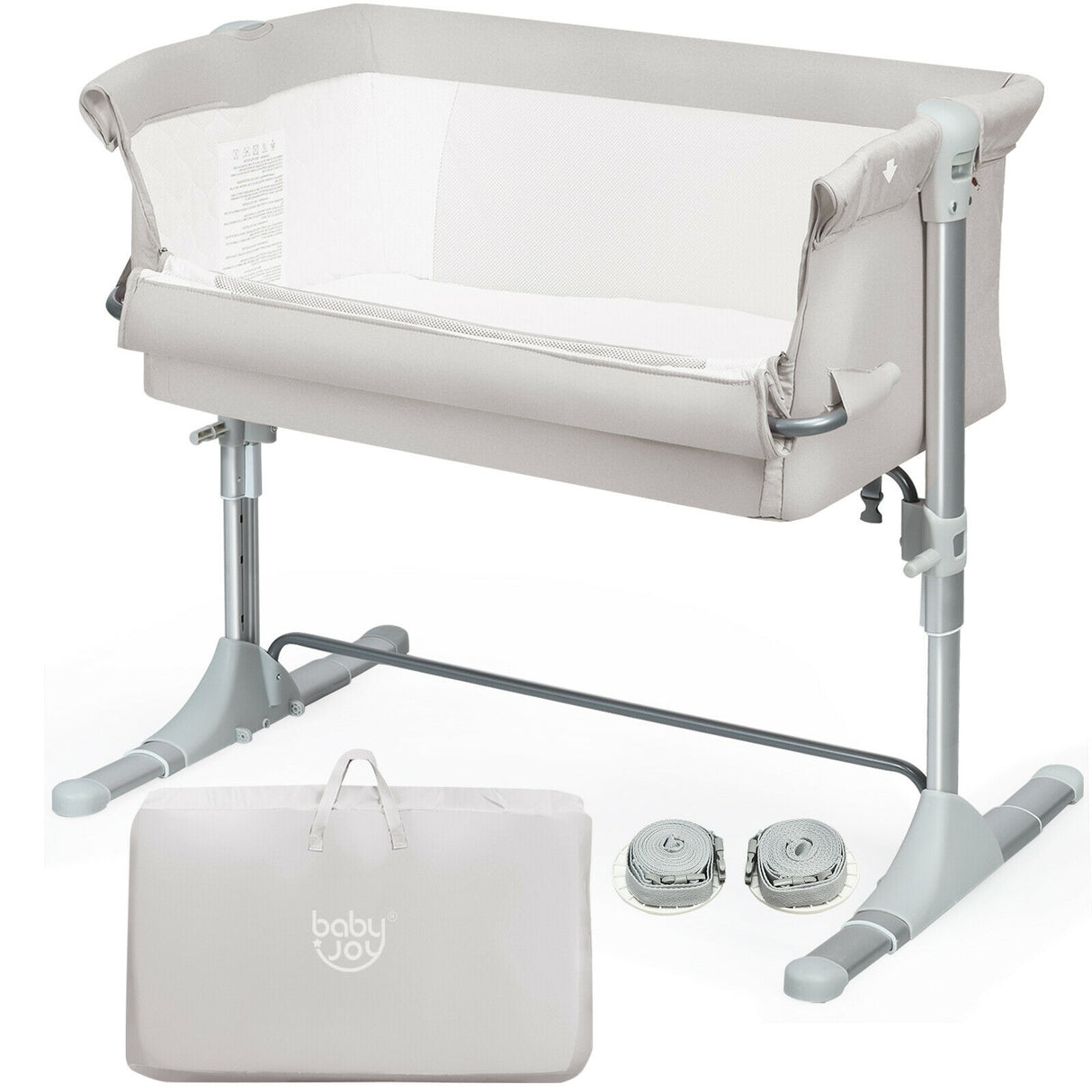 Travel Portable Baby Bed Side Sleeper Bassinet Crib with Carrying Bag-Gray