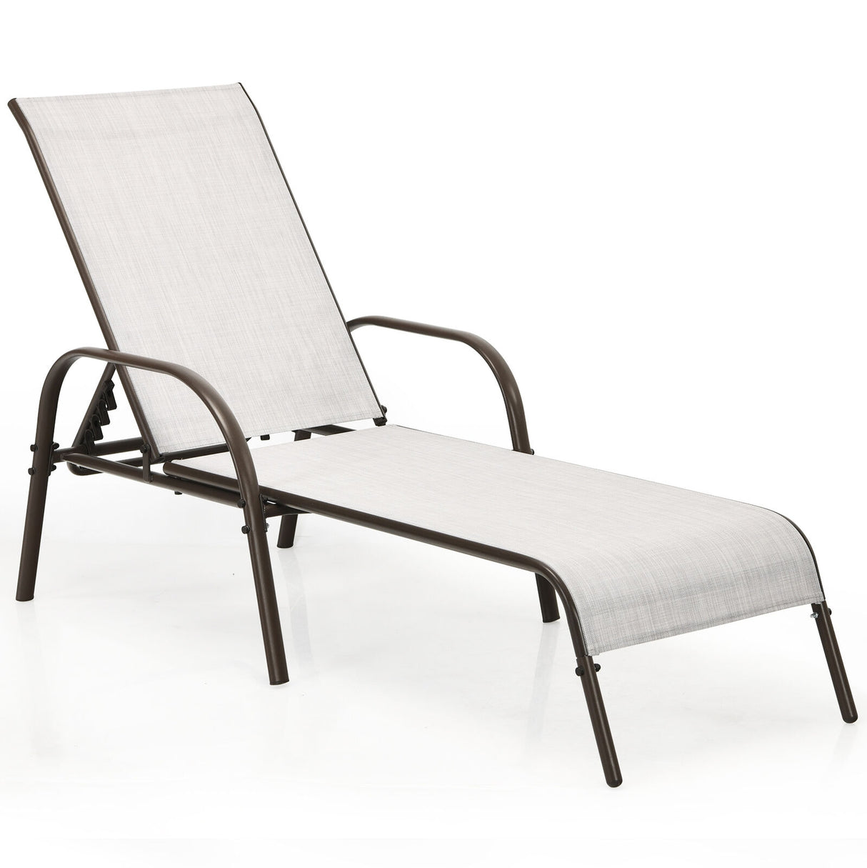 Adjustable Patio Chaise Folding Lounge Chair with Backrest-Black