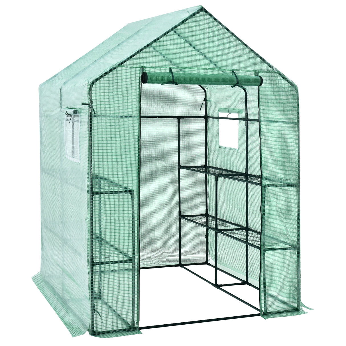 Walk-in Greenhouse 56 x 56 x 77 Inch Gardening with Observation Windows-Green