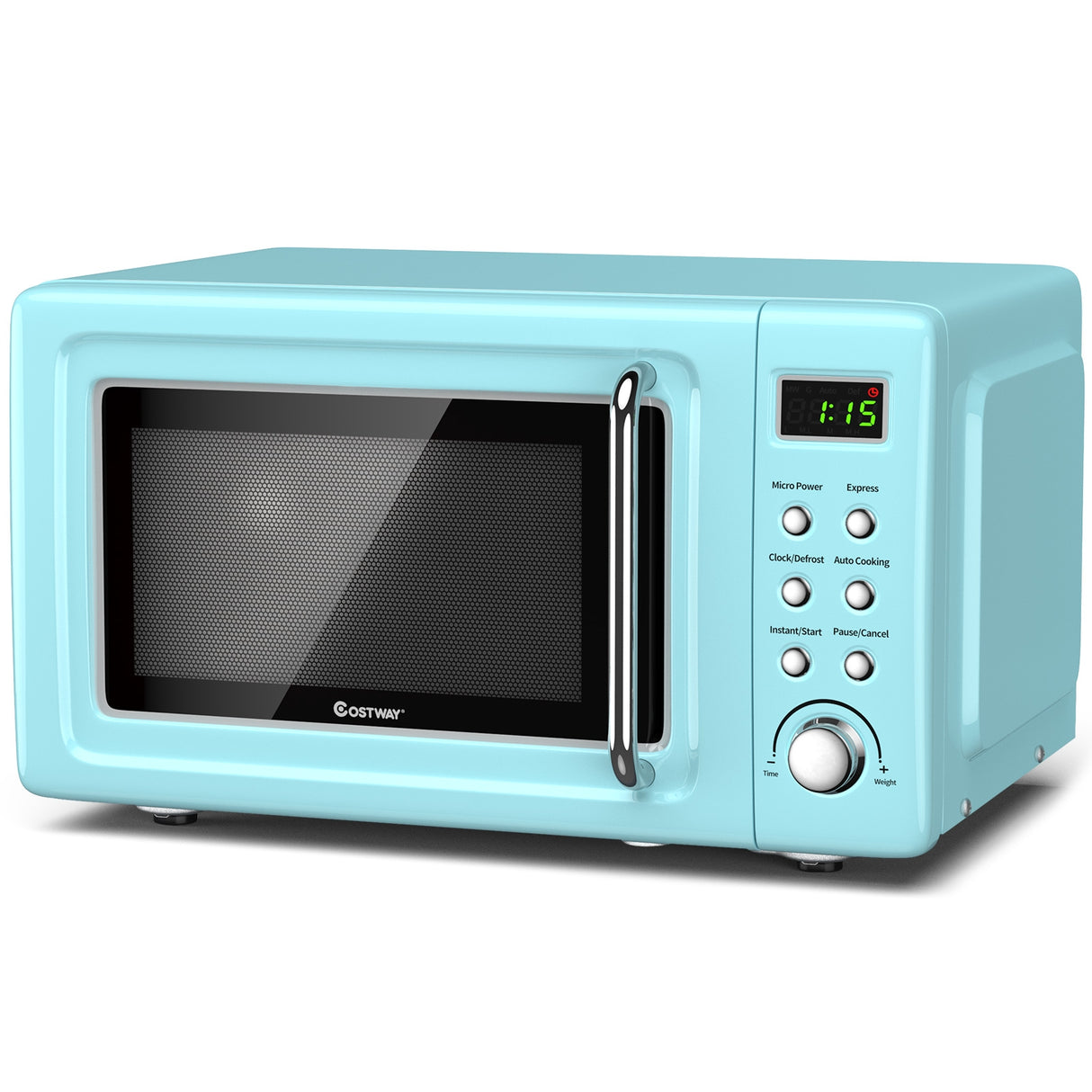 700W Retro Countertop Microwave Oven with 5 Micro Power and Auto Cooking Function-White