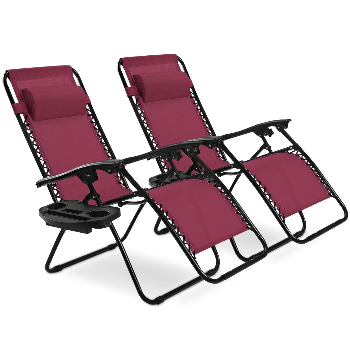 2 Pieces Folding Recliner Zero Gravity Lounge Chair - Beige