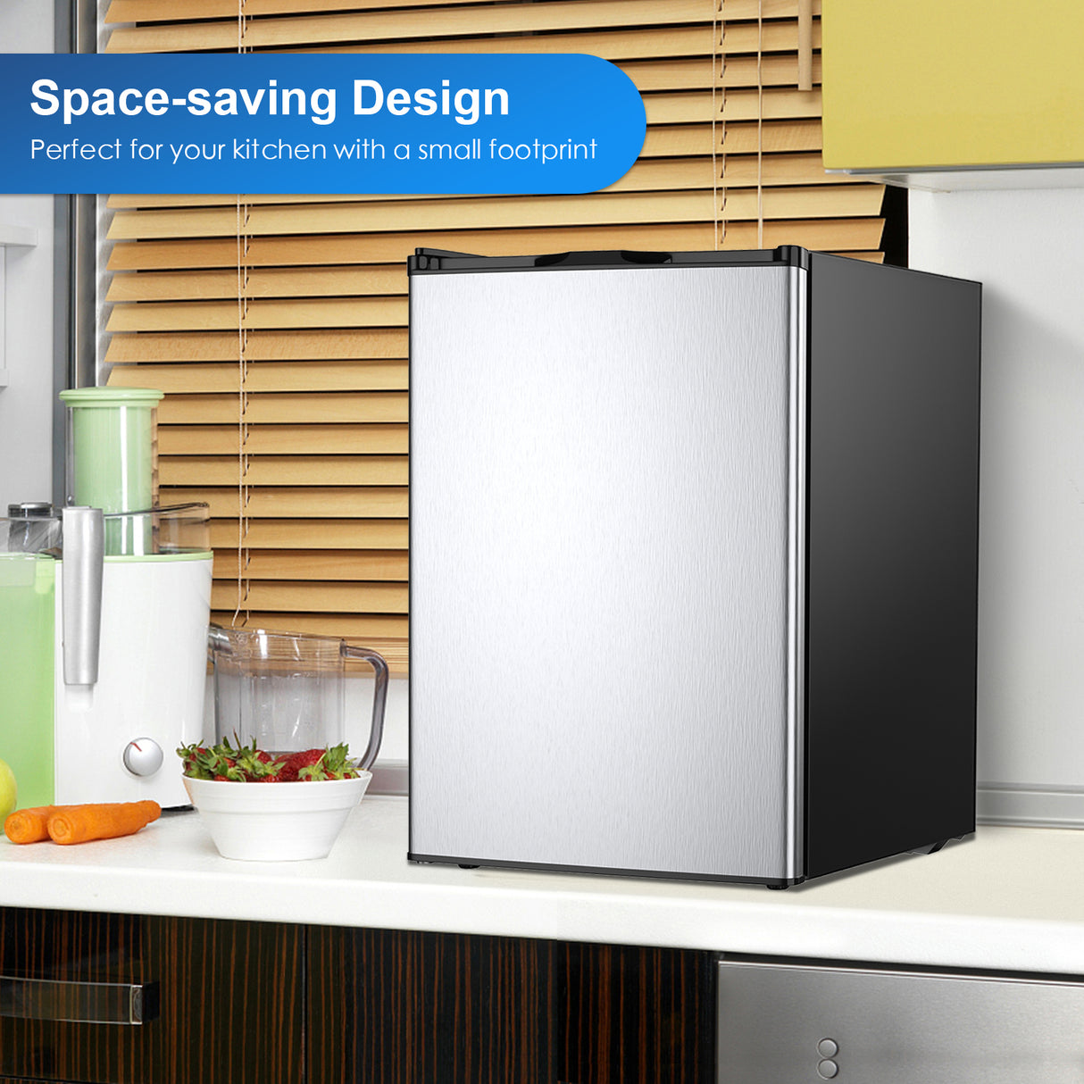 3 Cubic Feet Compact Upright Freezer with Stainless Steel Door