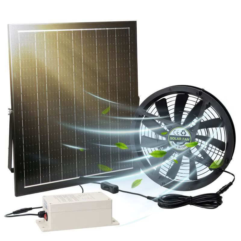 10" Solar Exhaust Intake Fan with Battery&42W Solar Panel