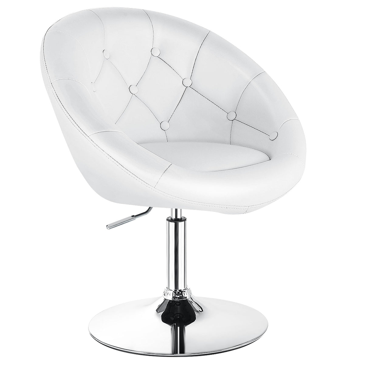 1 Piece Modern Adjustable Swivel Round PU Leather Chair-Black