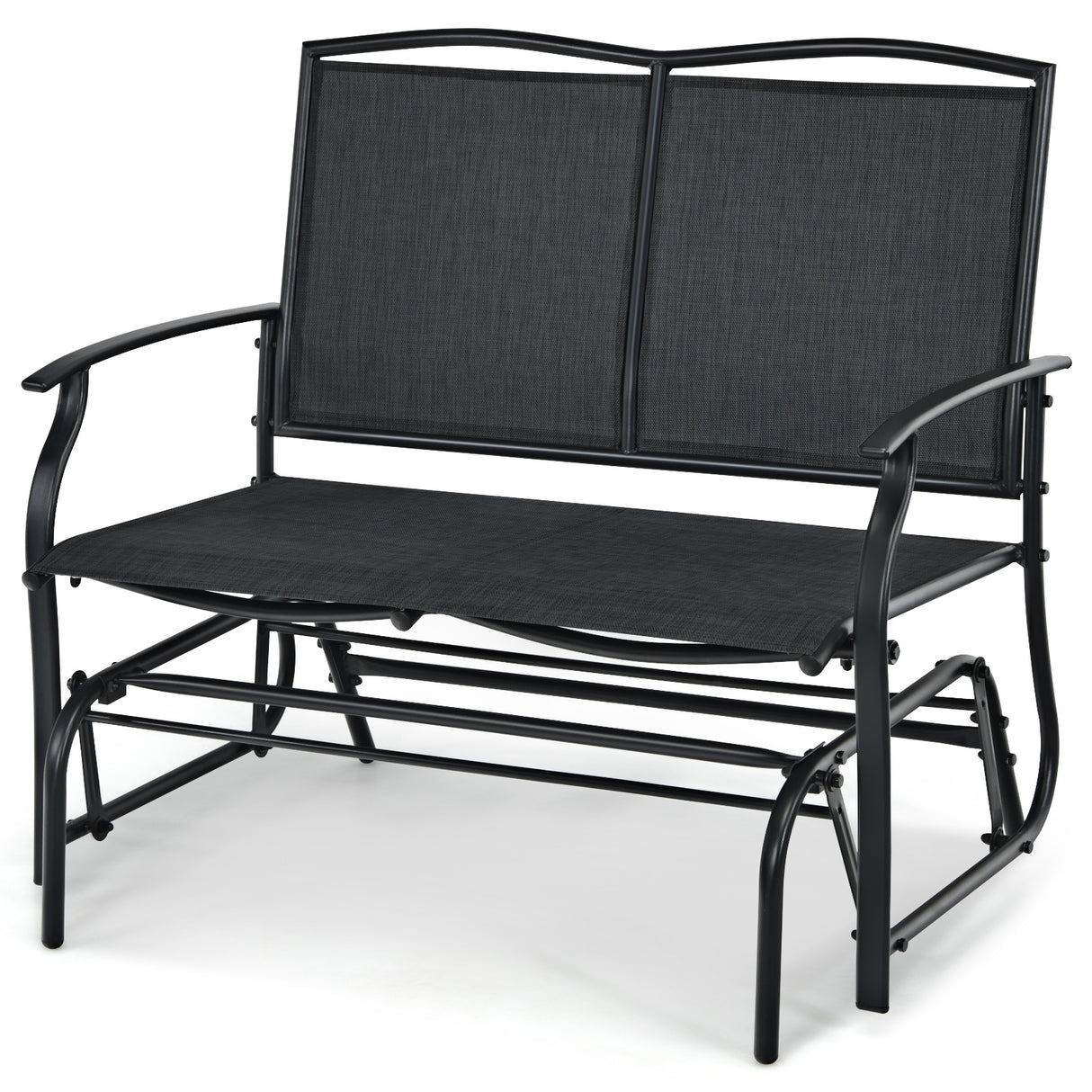 Iron Patio Rocking Chair for Outdoor Backyard and Lawn-Gray