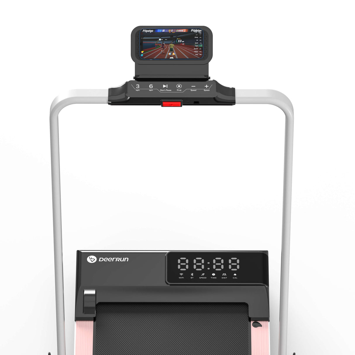 DeerRun A5 Pro Smart 2 in 1 Folding Treadmill Pink with Handrail, 300Lbs