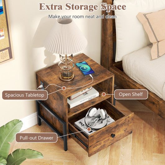 4-Drawer Dresser Modern Chest Storage Organizer with Open Shelves-White