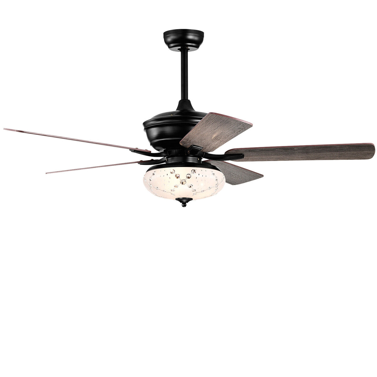 52 Inch Ceiling Fan with 3 Wind Speeds and 5 Reversible Blades-Black