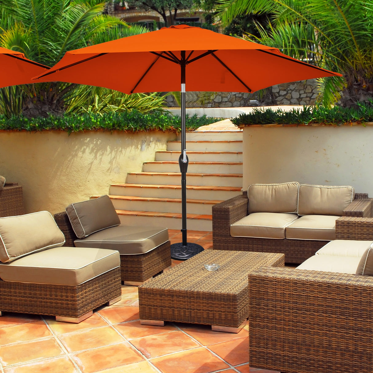 10 Feet Outdoor Patio Umbrella with Tilt Adjustment and Crank-Dark Red