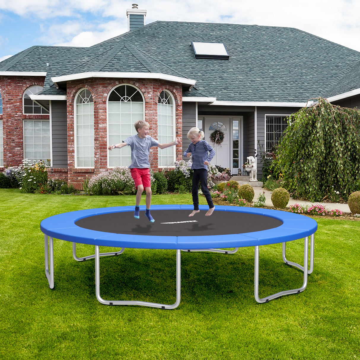 14 Feet Waterproof and Tear-Resistant Universal Trampoline Safety Pad Spring Cover-Multicolor