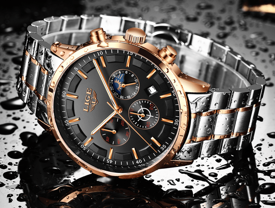 Men's Waterproof Watch With Chronometers And Date Display Unique Design Perfect Gift