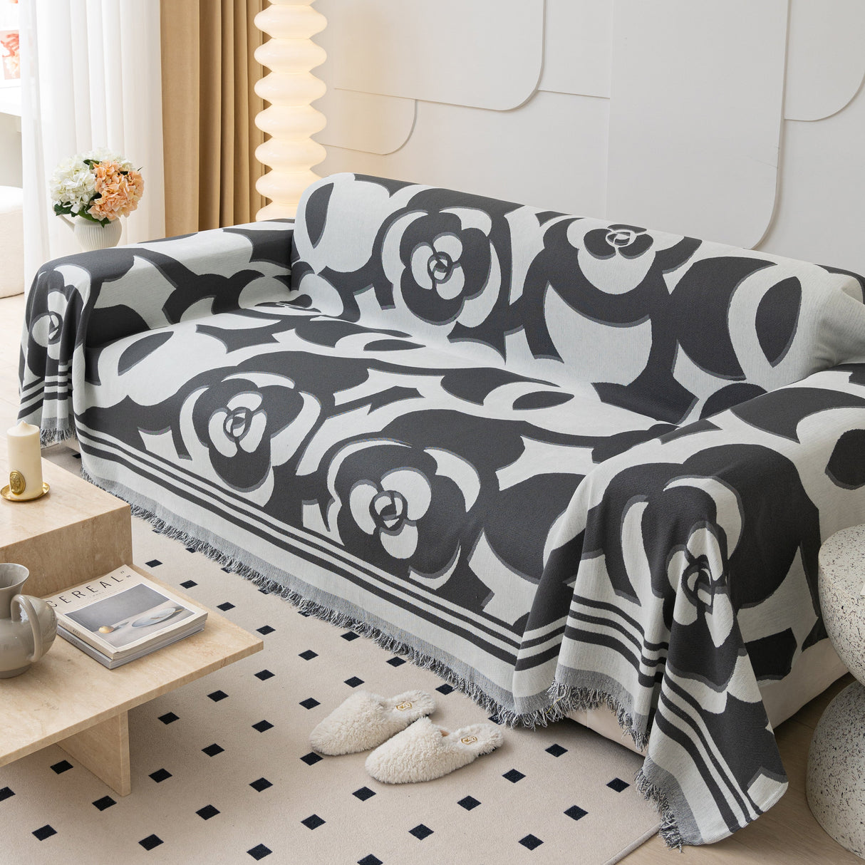 Chenille Sofa Cover Blanket, Couch Cover Blanket Throws for Couches Living Room Furniture Throw Covers