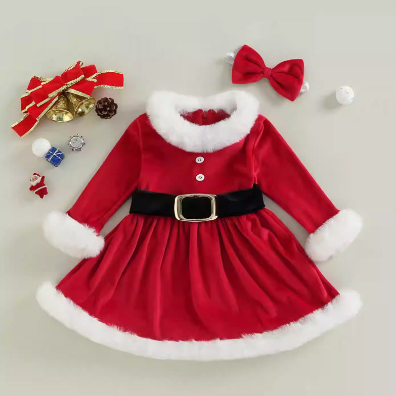 Baby Girls Christmas Romper Ruffles Fly Sleeve Sequins Red Party Dress Unique Design Excellent Look