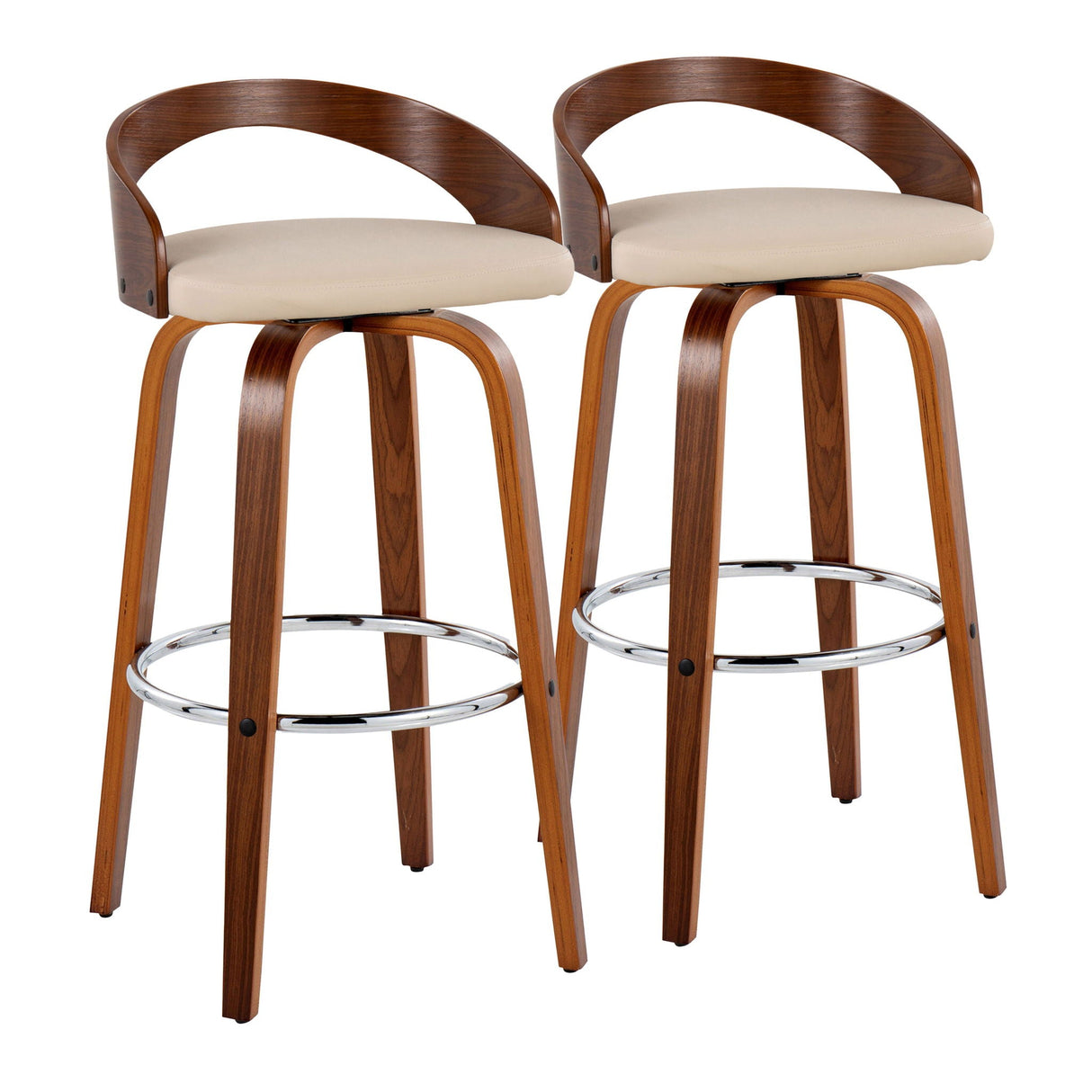 Grotto - Contemporary Fixed Height Barstool With Swivel With Round Footrest (Set of 2) by Couch.com