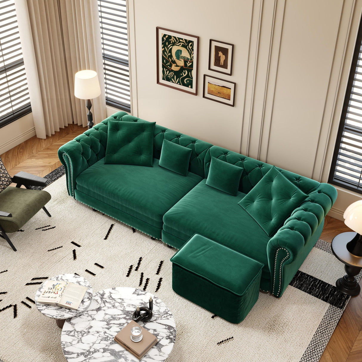 3 In 1 Pull Out Sofa Bed With Movable Ottoman