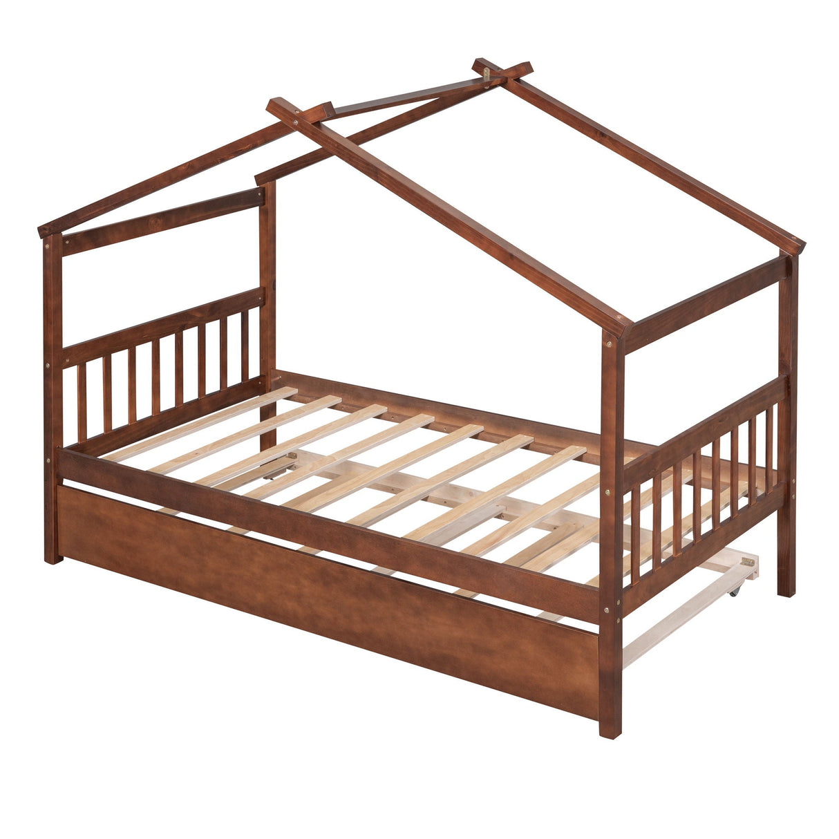 Wooden House Bed With Twin Size Trundle by Couch.com