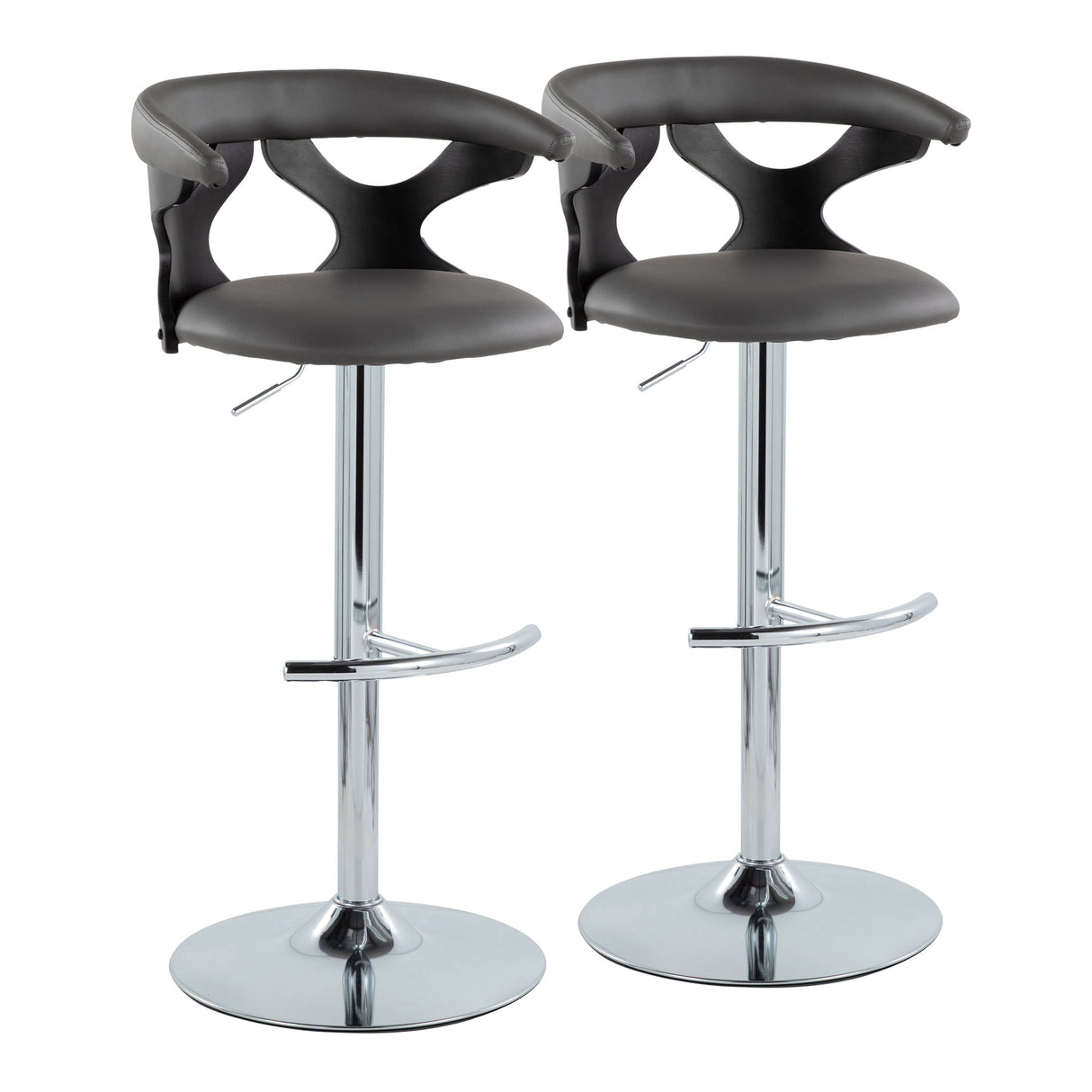 Gardenia - Contemporary Adjustable Barstool & Swivel, Rounded T Footrest (Set of 2) by Couch.com
