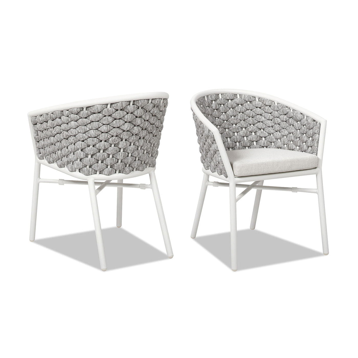 Rowan - Rope Barrel Back Patio Dining Chairs (Set of 2) - Optic White by Couch.com