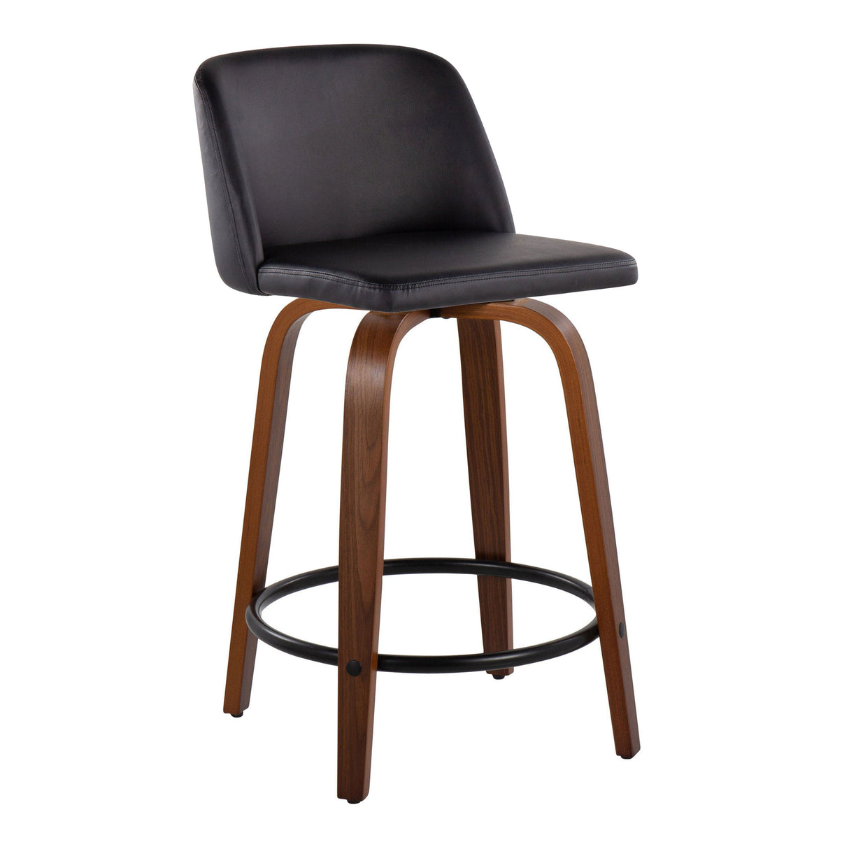 Toriano - Mid Century Modern, Fixed Height Counter Stool & Swivel And Round Footrest (Set of 2) by Couch.com