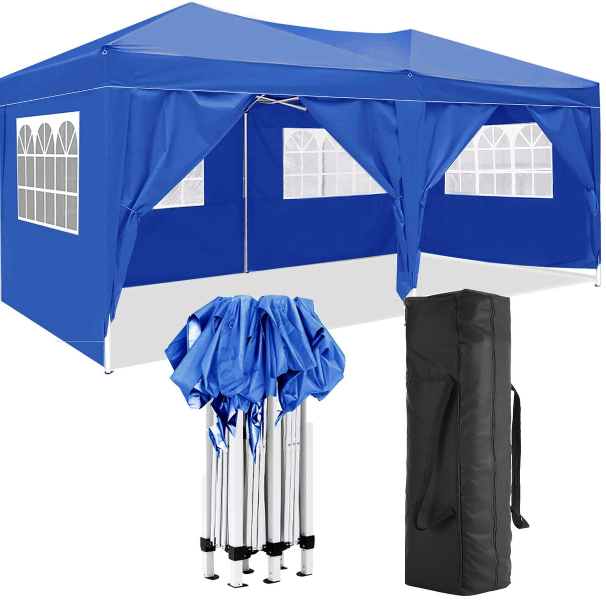 10'X20' Folding Canopy With 6 Removable Sidewalls Outdoor Event Shelter UPF 50+ Gazebo Portable Tents For Parties Beach Camping Wedding Ez Pop Up Canopy by Couch.com
