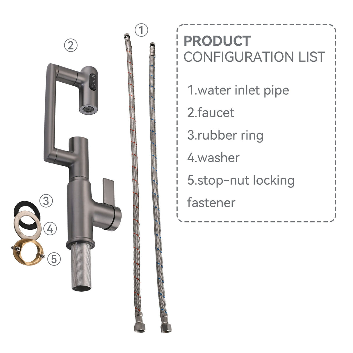 Bathroom Sink Faucet With Spray Function, Temperature Display, Anti Skid Switch, Hot & Cold, 360° Rotary by Couch.com