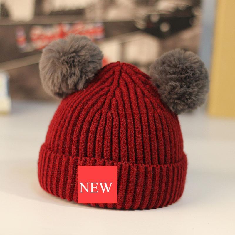 Modern Trend New Baby Beanies Hats Children Knitted Pompom Winter Autumn Cute Cap Warm Girl Hat With Two Balls