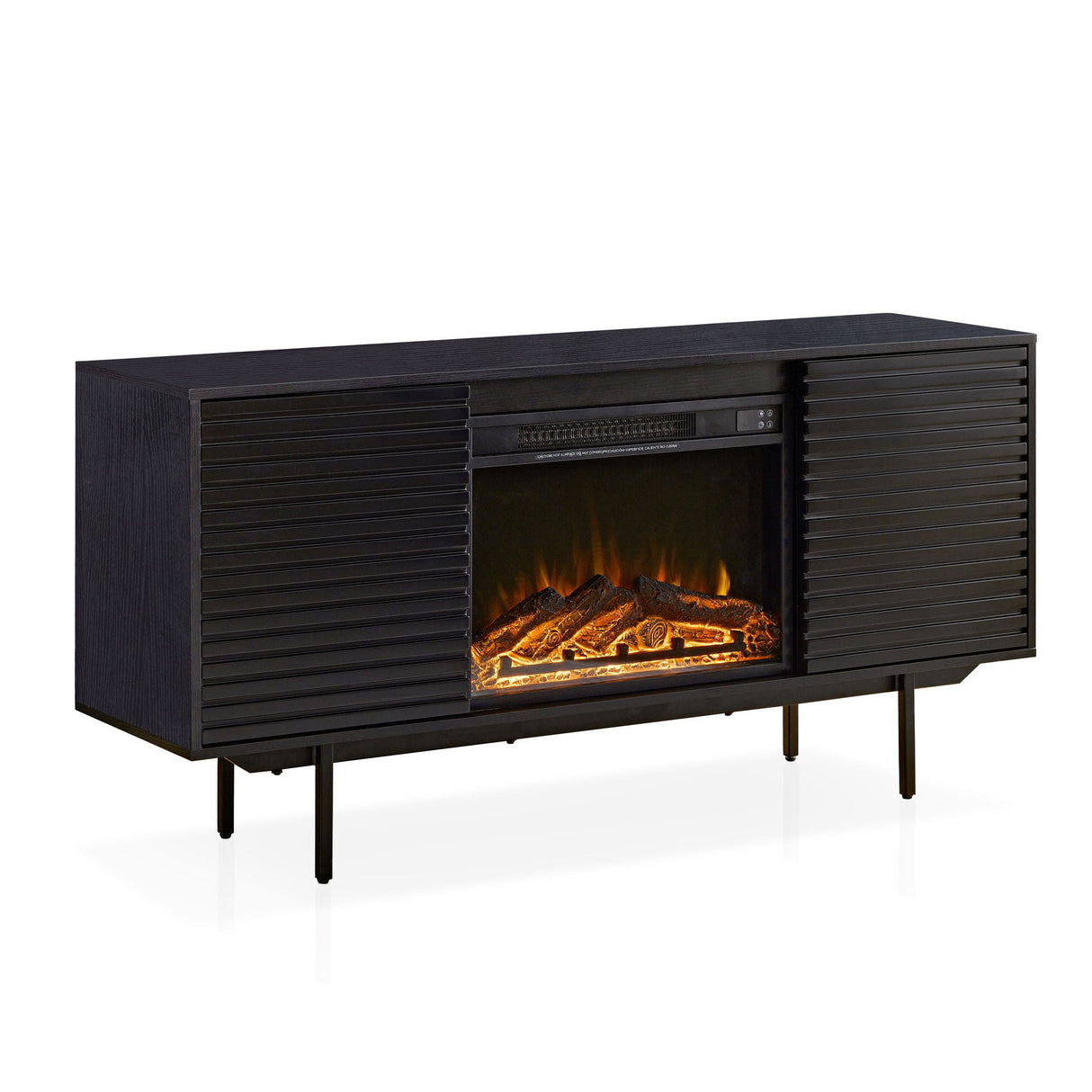 Oak Board Cabinet, The Middle Layer Board On Both Sides Of The Cabinet Can Be Adjusted, The Furnace Is Embedded In The Middle Grid With The Remote Control by Couch.com