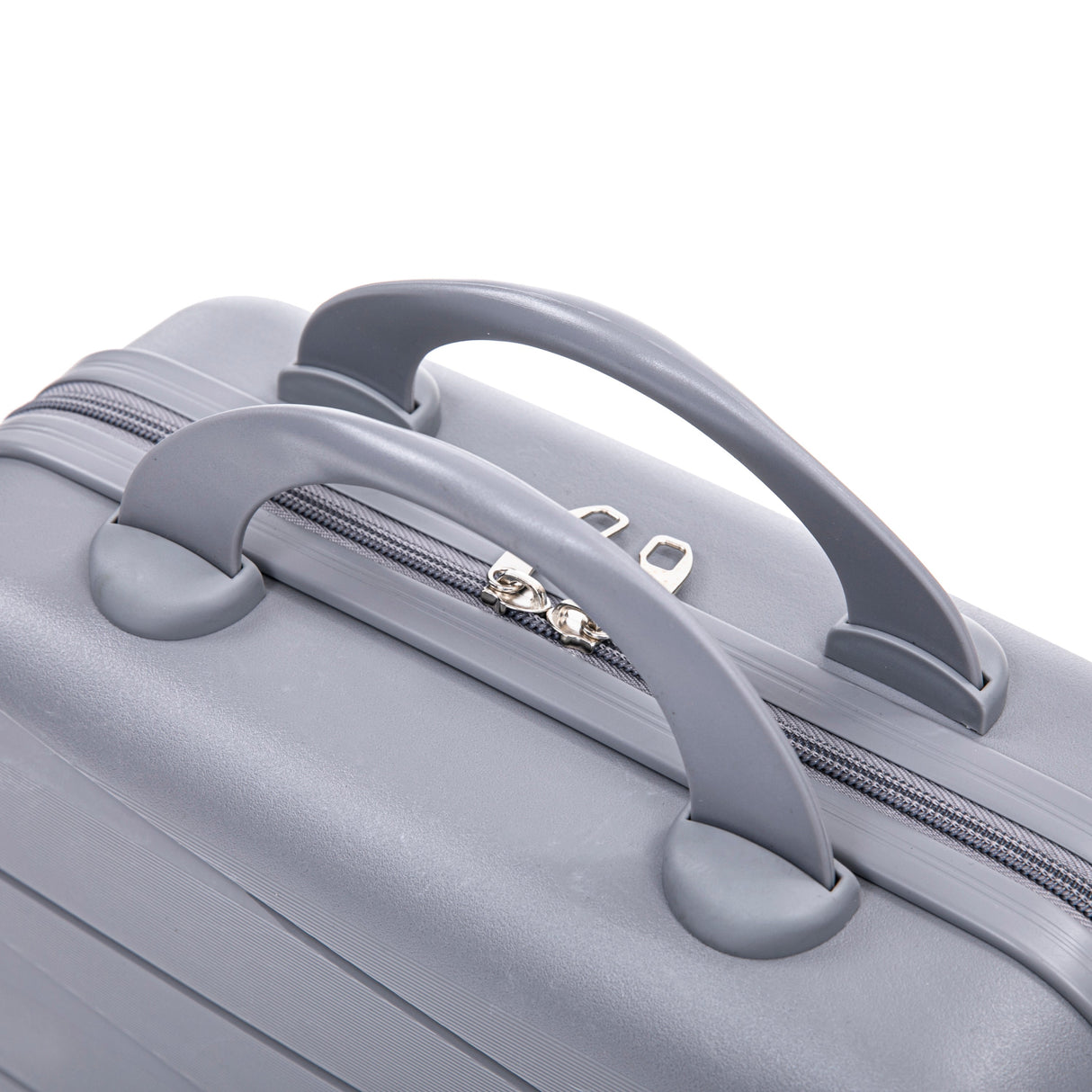 4-Piece PP Spinner Wheel Luggage Set with Cosmetic Case, Light Gray