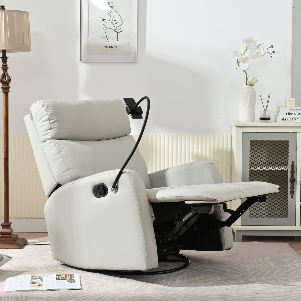 Rocking Recliner Chair, 360 Degree Swivel Nursery Rocking Chair, Glider Chair, Modern Small Rocking Swivel Recliner Chair For Bedroom, Living Room Chair Home Theater Seat, Phone Holder by Couch.com