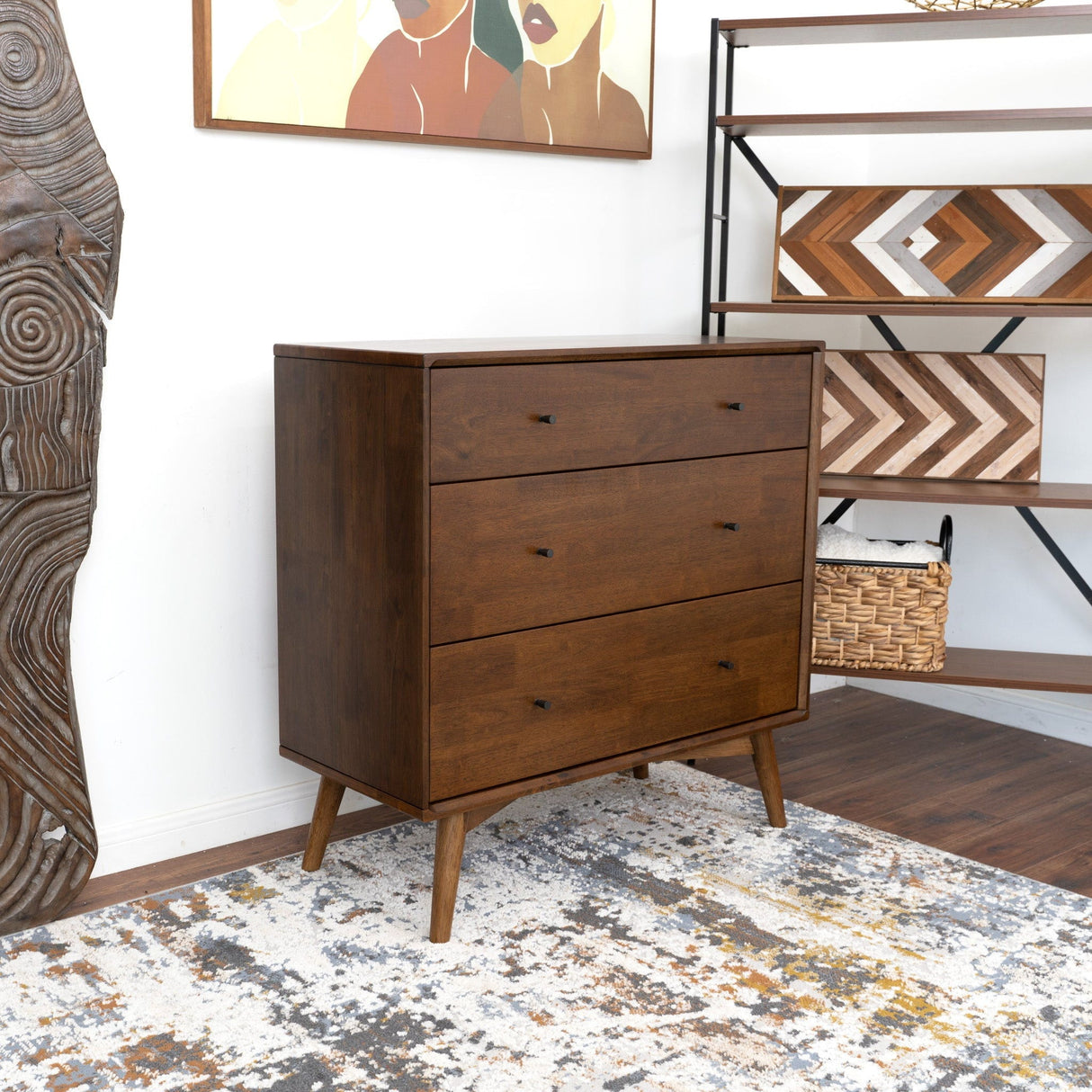 Caroline - Mid-Century Modern Dresser 3 Drawer - Brown / Wood by Couch.com
