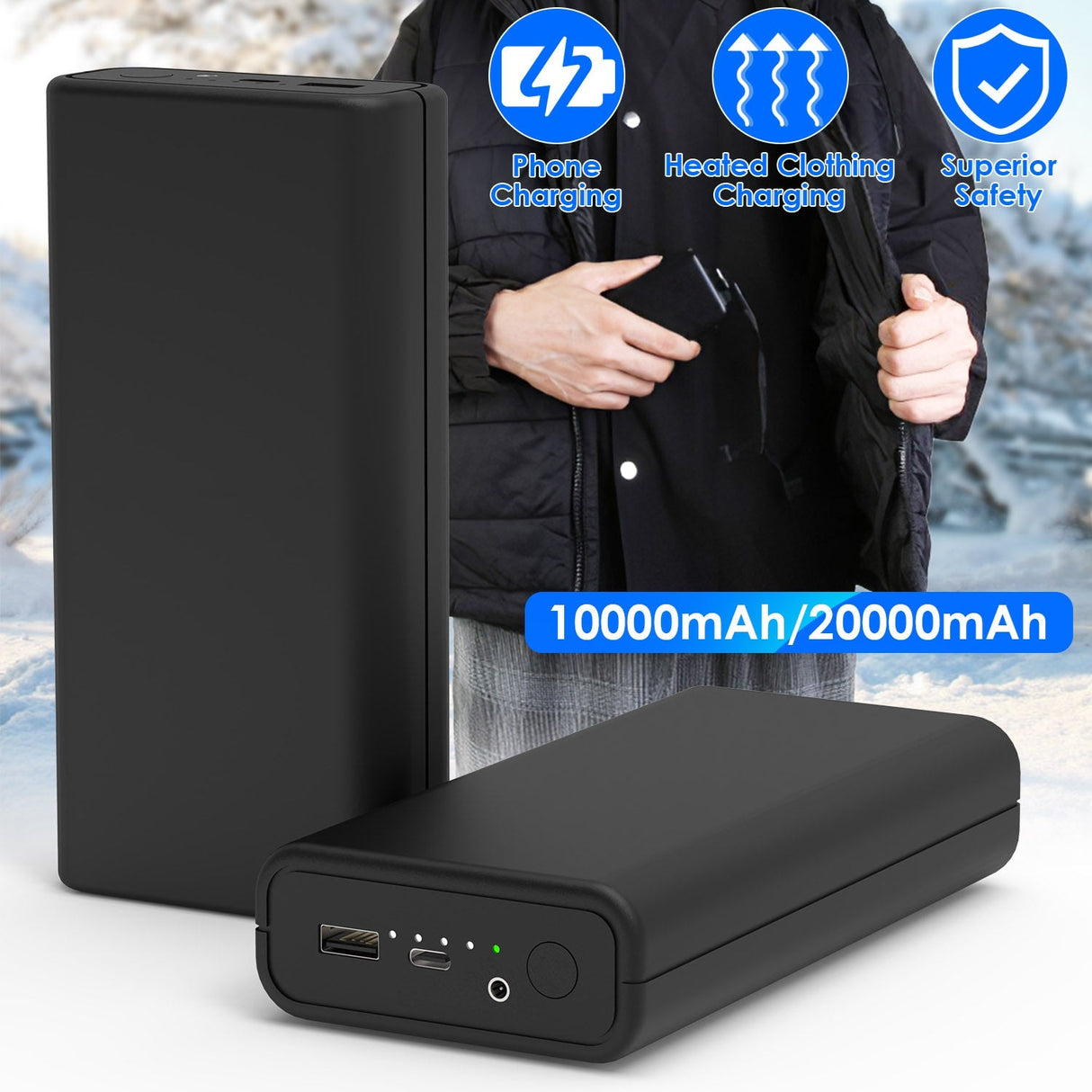 20000mAh 5V 2A Power Bank for Heated Jackets by DirectDeals