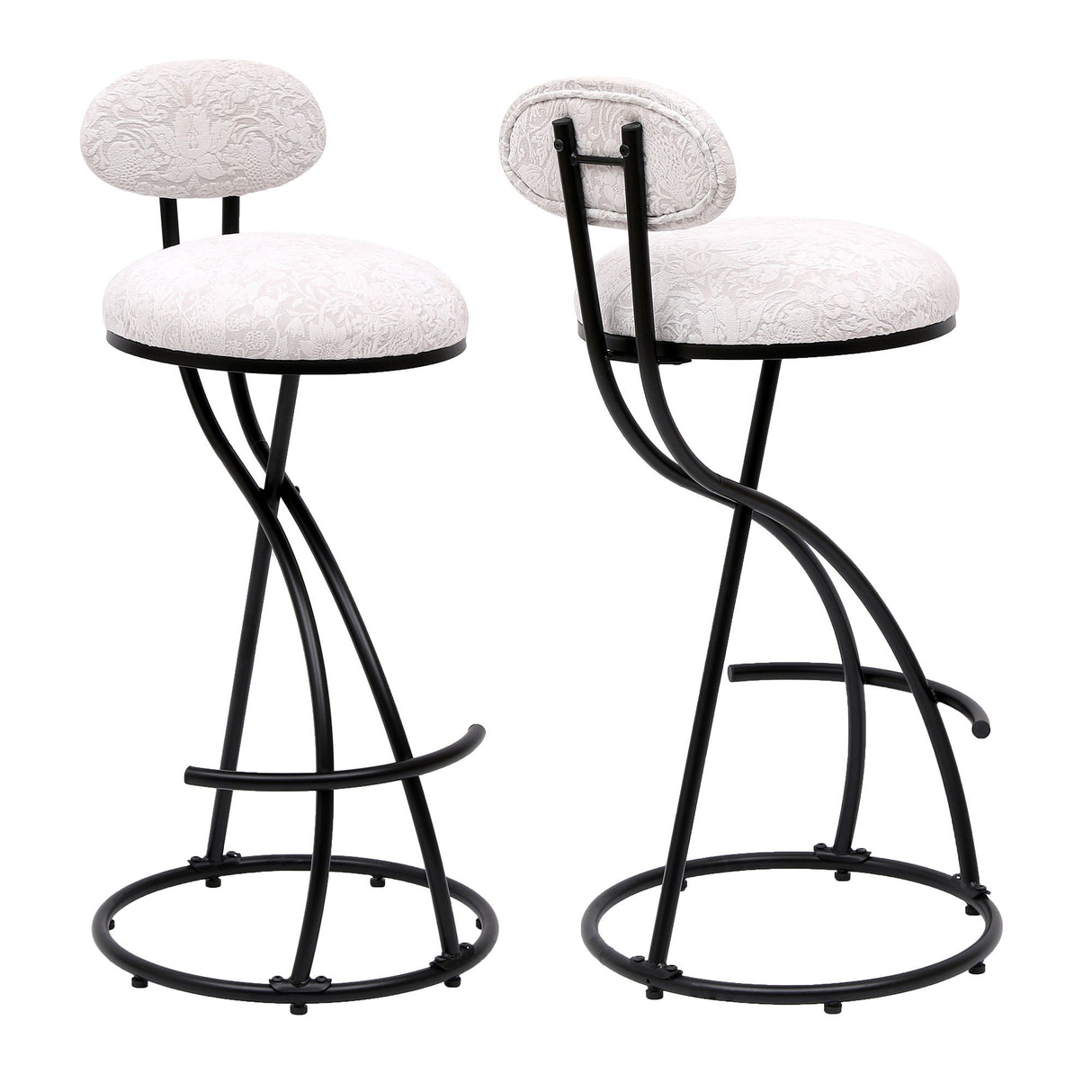 Round Print Bar Stools Upholstered Chairs For Kitchen (Set of 2) by Couch.com