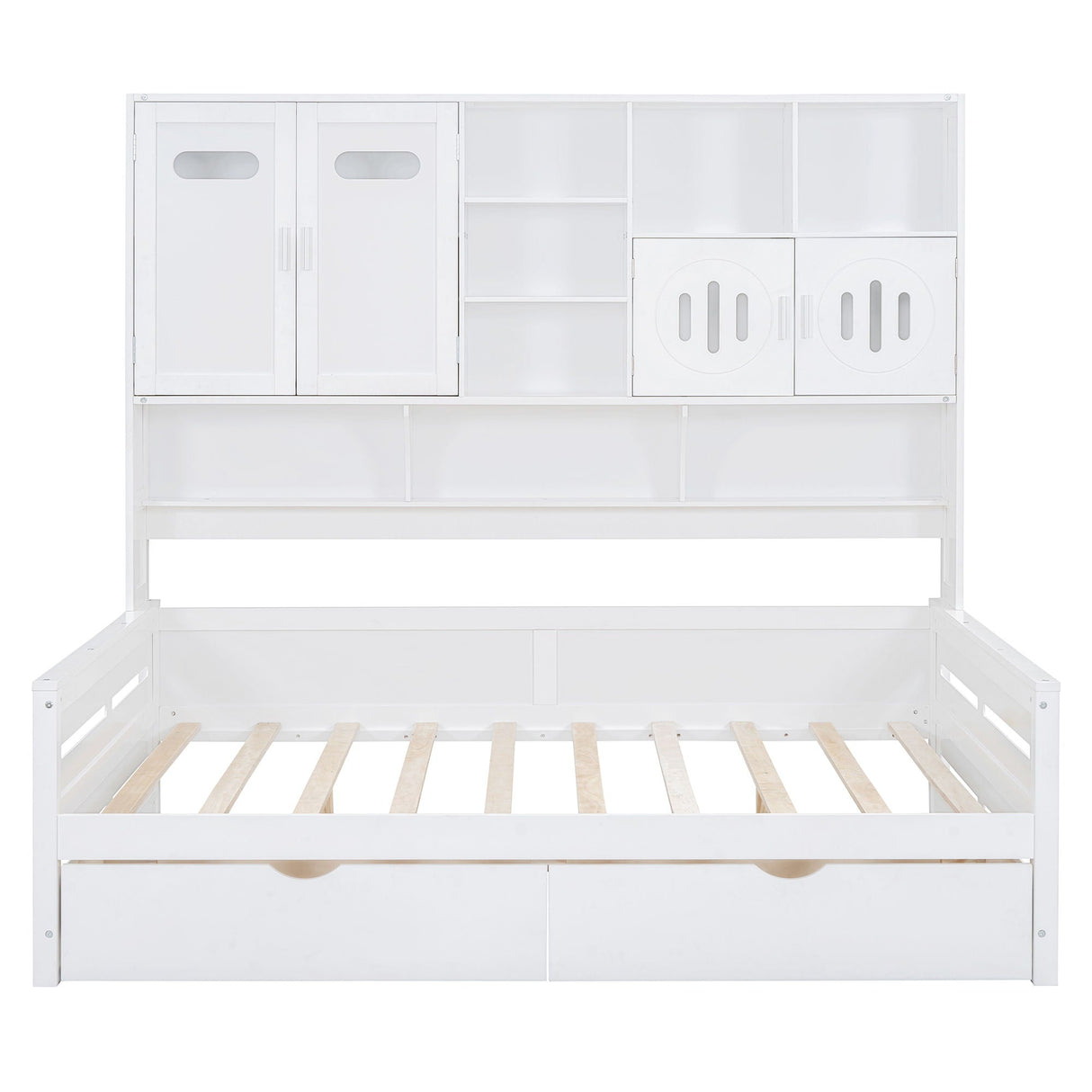 Daybed With All-In-One Cabinet And Shelf