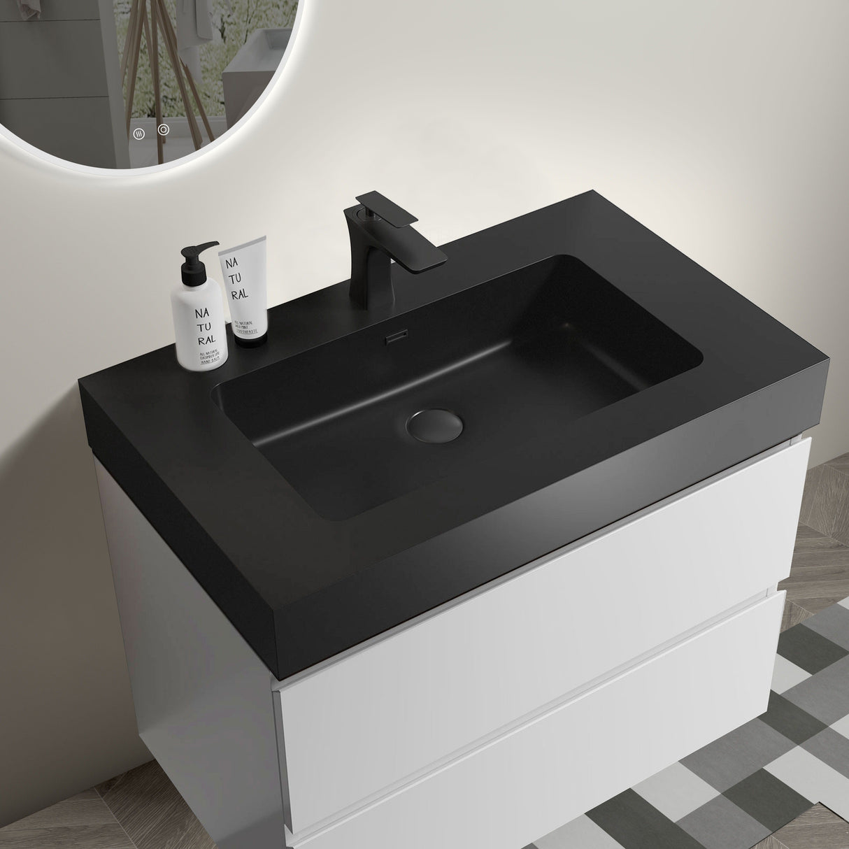 Alice - Bathroom Vanity With Large Storage, Sink Wall Mounted Floating Bathroom Vanity For Modern Bathroom, One-Piece Sink Basin Without Drain And Faucet by Couch.com