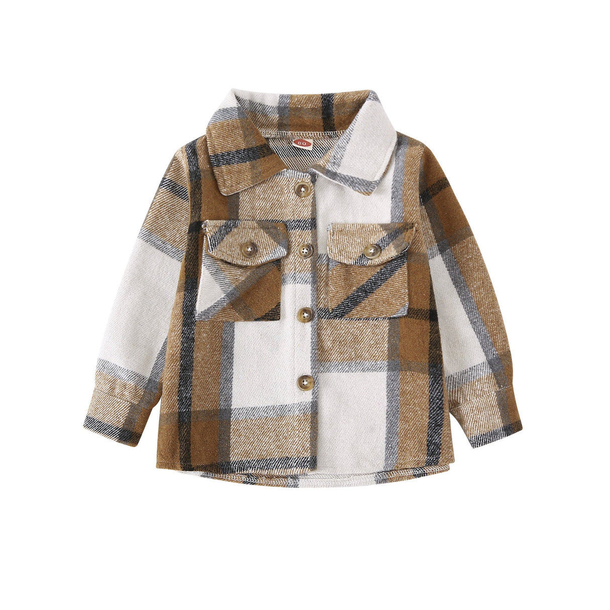 Medium And Large Children's Fleece Plaid Shirt T-shirt Casual