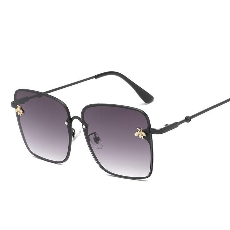Luxury Square Modern WIth Metal Luxury Bee Sunglasses For Women and Ladies With Retro Brand designer Metal Frame Oversized Style And Grandient Glasses