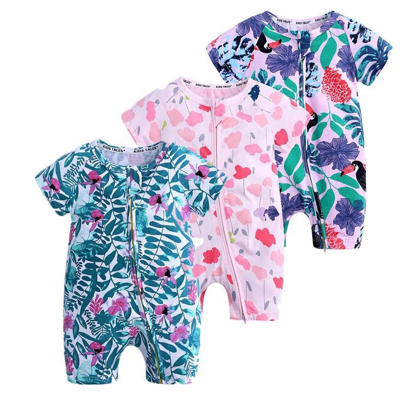 Summer Newborn Fashion Boy and Girls Printed Flower Short-sleeved Romper / jumpsuit For Kids