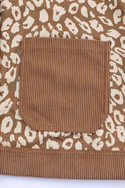 Leopard Print Drop Shoulder Jacket with Button-Up Closure Beautiful Unique Design Winter Jacket