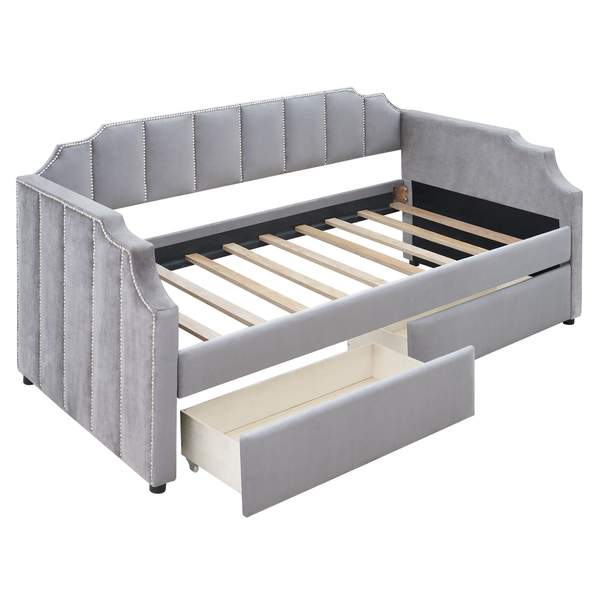 Upholstered Daybed With Drawers, Slat Support by Couch.com