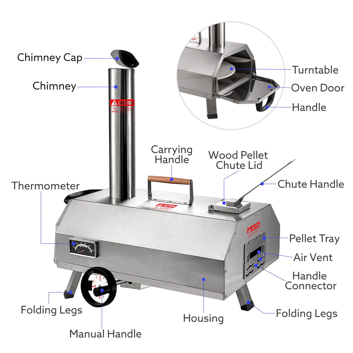 Semi-Automatic 12 Outdoor Pizza Oven Portable Wood Fired Pizza Oven Outdoor Cooking Pizza Maker Portable Pizza Oven For Authentic Stone Baked Pizzas by Couch.com