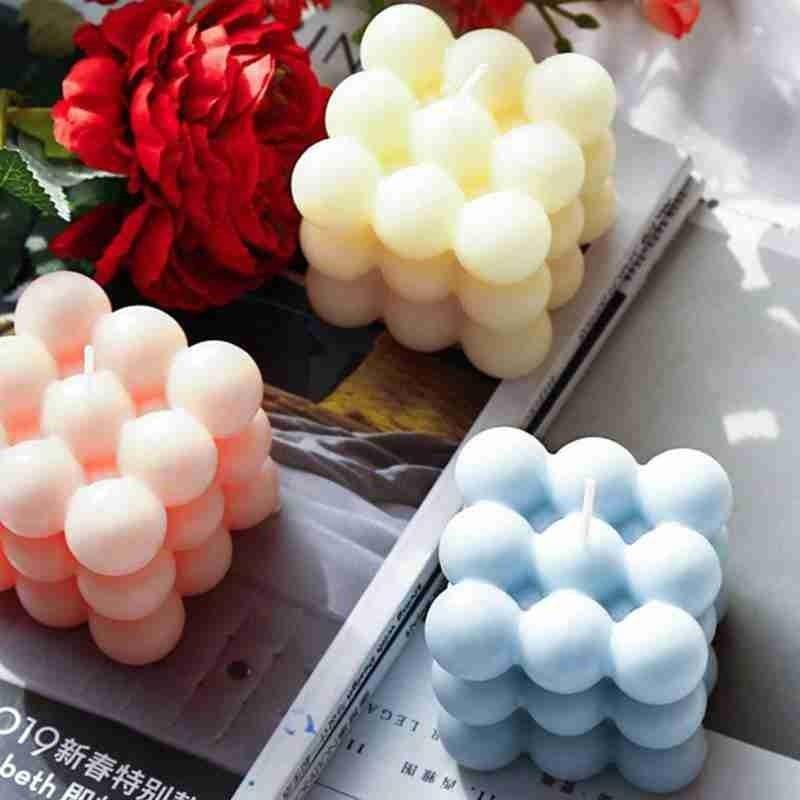 1pc Cube Wax Fragrance Candle Bougie Rose Scented Candles Cute Wax Candles Cube Scented Candle Handmade Decorative Candle Hand Poured Scented Candle Home Decor Candle for Bedroom Aesthetic Home Geometric Decoration Cube Wax Fragrance Candle