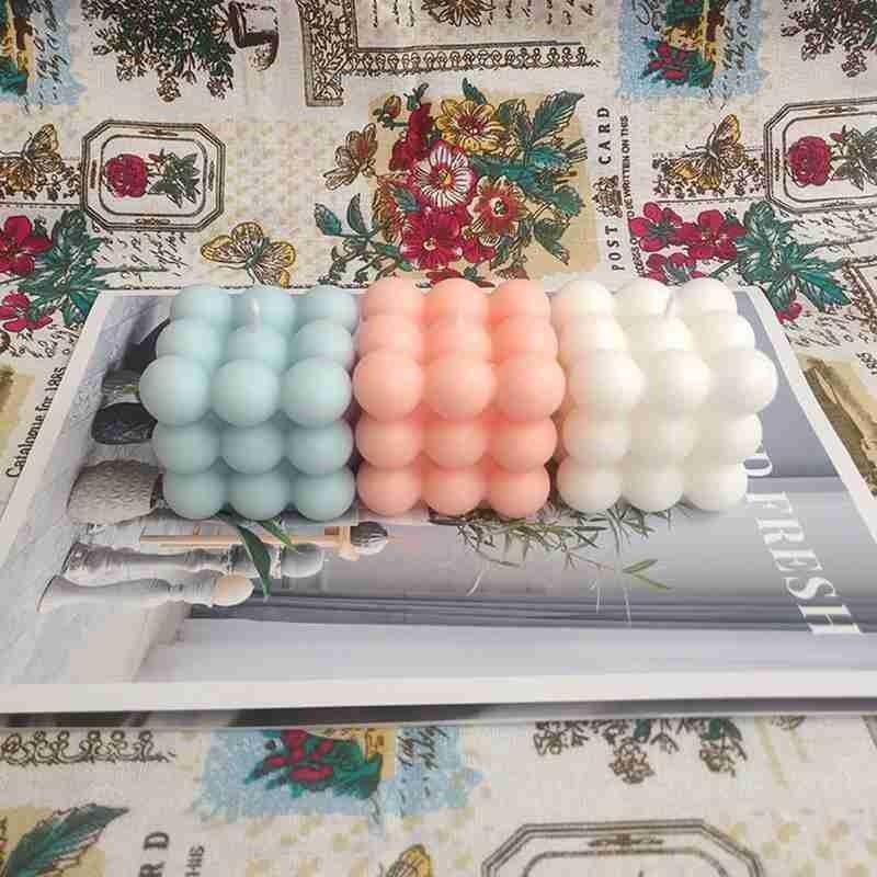 1pc Cube Wax Fragrance Candle Bougie Rose Scented Candles Cute Wax Candles Cube Scented Candle Handmade Decorative Candle Hand Poured Scented Candle Home Decor Candle for Bedroom Aesthetic Home Geometric Decoration Cube Wax Fragrance Candle