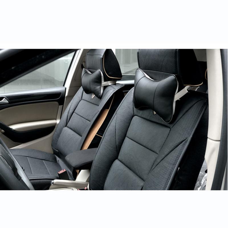 1pcs Universal Car Neck Pillows PVC Leather Breathable Mesh Auto Car Neck Rest Headrest Cushion Headrest Pillow Pillow Neck Pillows Both Side Pu Leather Pack Headrest Fit for Most Cars Filled Fiber Universal Car Pillow Car Interior Accessories